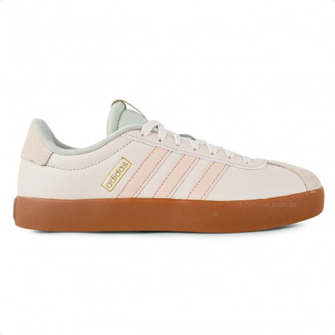 Tênis Adidas VL Court 3.0 Feminino Bege / Rosa