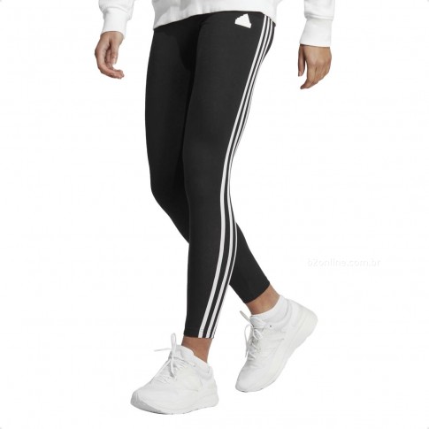 Calça Legging Adidas Future Icon 3 Listras Feminina Preto / Branco