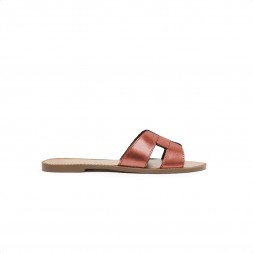 Rasteira Arezzo Tira H Feminina Marrom / Cobre