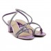 Sandália Arezzo Salto Bloco Tiras Brilhantes Feminina Lilas / Prata