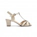 Sandália Arezzo Salto Bloco Tiras Feminina Creme