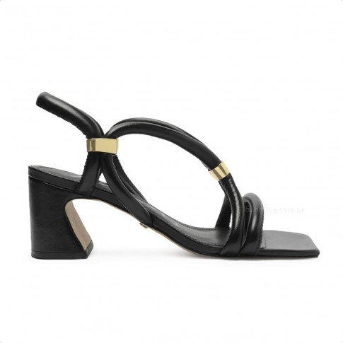 Sandália Arezzo Salto Bloco Tiras Maxi Feminino Preto
