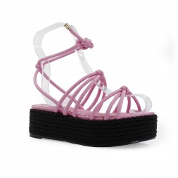 Sandália Cecconello Flatform Rosa / Preto