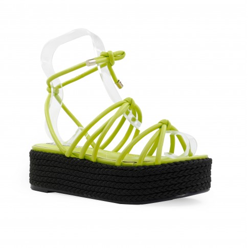 Sandália Cecconello Flatform Verde / Preto