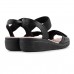 Sandália Comfortflex Anabela Feminina Preto / Bege