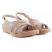 Sandália Comfortflex Anabela Fivela Feminina Nude / Bege