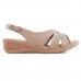 Sandália Comfortflex Anabela Fivela Feminina Nude / Bege