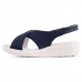 Sandália Comfortflex Tiras Cruzadas Feminina Marinho / Branco