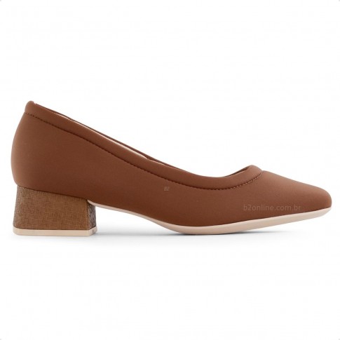 Scarpin Comfortflex Salto Bloco Feminino Marrom / Marrom