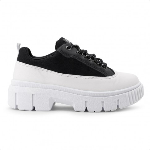 Tênis Comfortflex Walk Tratorado Casual Feminino Branco / Preto