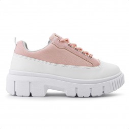 Tênis Comfortflex Walk Tratorado Casual Feminino Branco / Rosa Claro