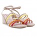 Sandália Comfortflex Salto Médio Feminina Bege / Rosa