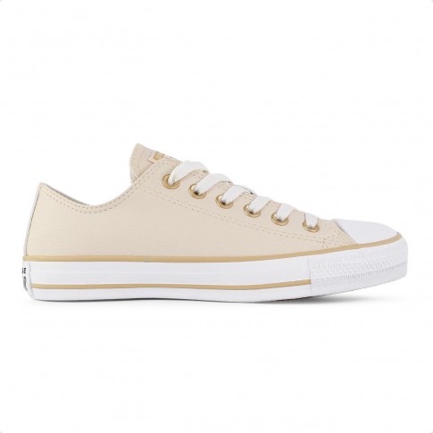 Tênis Converse All Star Chuck Taylor Cano Baixo Feminino Bege / Branco