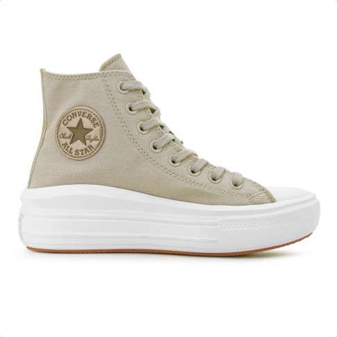 Tênis Converse Chuck Taylor All Star Move Cano Alto Feminino Bege / Branco