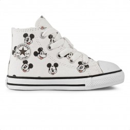 Tênis Converse All Star Chuck Taylor Cano Alto Side Zip Mickey Infantil Off white / Preto
