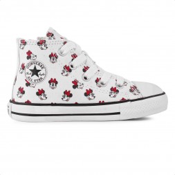 Tênis Converse All Star Chuck Taylor Cano Alto Side Zip Minnie Infantil Branco / Vermelho