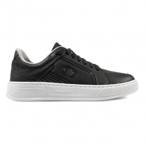 Sapatênis Democrata Denim Bold Casual Masculino Preto / Branco