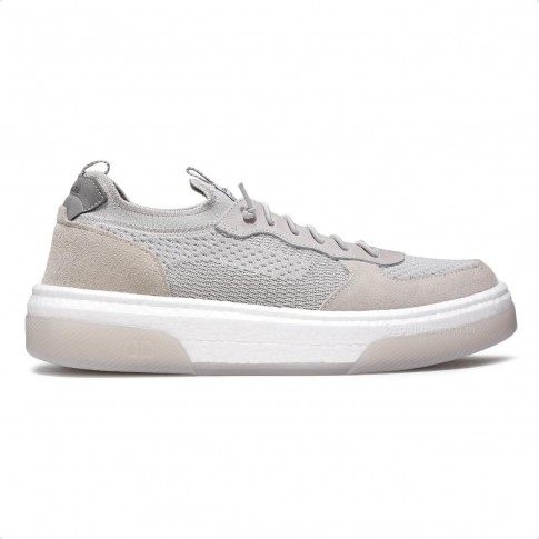Tênis Democrata Beat Pulse Knit Masculino Cinza / Bege