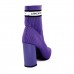 Bota Tecido Lança Perfume Knit Cano Médio Roxo / Preto