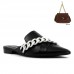 Mule Loucos Santos Detalhe Corrente Preto / Branco