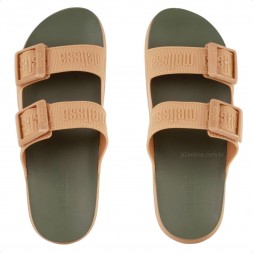 Sandália Melissa Cozy Slide M Lover Platform Feminina Bege / Verde