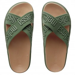Sandália Melissa Cross M-Lover Platform Feminina verde / bege
