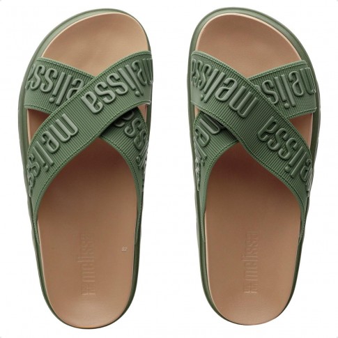 Sandália Melissa Cross M-Lover Platform Feminina verde / bege