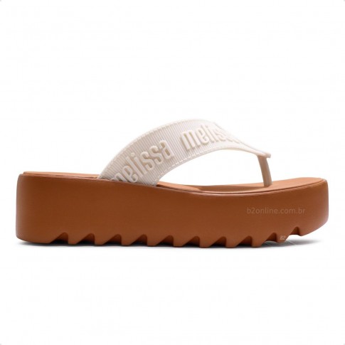 Sandália Melissa M-Lover Thong Platform Feminina Marrom / Bege