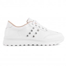 Tênis Casual Moleca Cadarço Feminino Branco / Branco