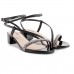 Sandália Moleca Salto Grosso Baixo Strass Feminina Preto / Preto