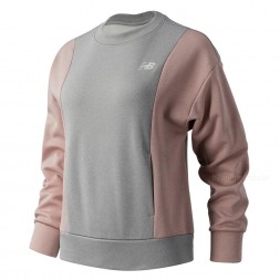 Blusão Moletom New Balance Rlntls Flc Crew Cinza / Rosa