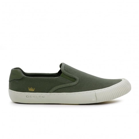 Tênis Osklen Canvas Slip On verde / bege