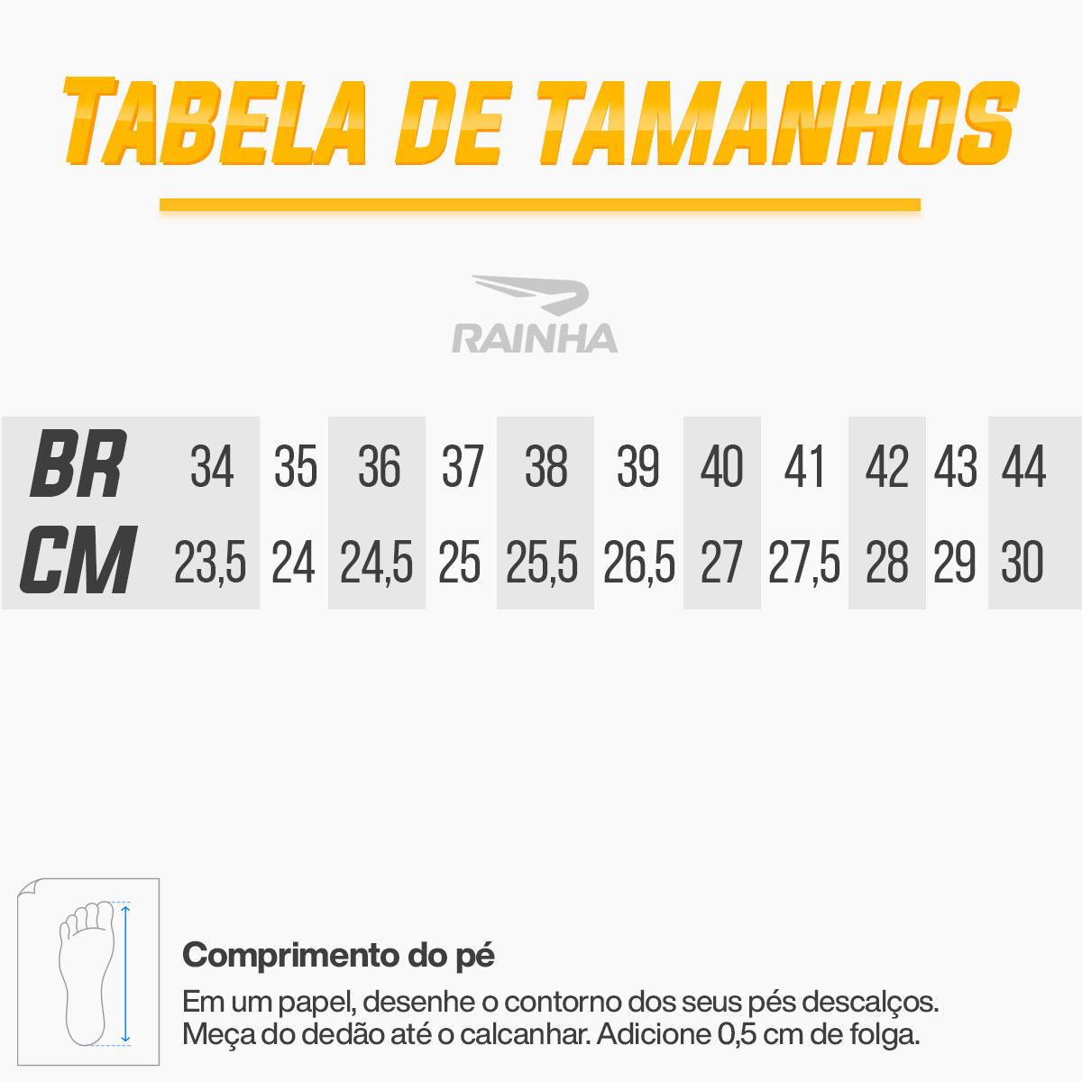 Tabela de sales tamanho de tenis
