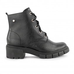 Bota Coturno Ramarim Tratorada Cano Médio Feminina Preto / Dourado