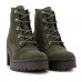 Bota Ramarim Tratorada Cano Médio Feminino Verde Militar / Marrom