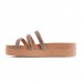 Sandalia Ramarim Papete Strass Feminino Nude / Prata