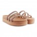 Sandalia Ramarim Papete Strass Feminino Nude / Prata