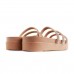 Sandalia Ramarim Papete Strass Feminino Nude / Prata