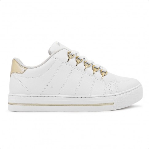 Tênis Ramarim Casual Cadarço Feminino Branco / Dourado