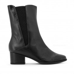 Bota Usaflex Salto Bloco Elástico Zíper Feminina Preto