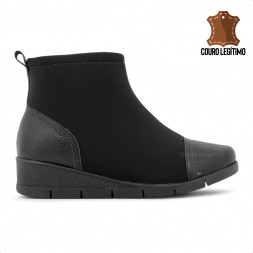 Bota Usaflex Salto Plataforma Elástico Zíper Feminina Preto