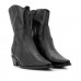 Bota Usaflex Western Canela Com Zíper Cano Médio Feminina Preto / Preto