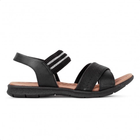Sandália Usaflex Elastic Feminina Preto / Prata