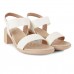 Sandália Usaflex Elastic Salto Bloco Feminina Branco / Bege
