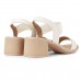 Sandália Usaflex Elastic Salto Bloco Feminina Branco / Bege