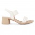 Sandália Usaflex Elastic Salto Bloco Feminina Branco / Bege