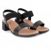 Sandália Usaflex Elastic Salto Bloco Feminina Preto / Preto