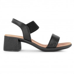 Sandália Usaflex Elastic Salto Bloco Feminina Preto / Preto