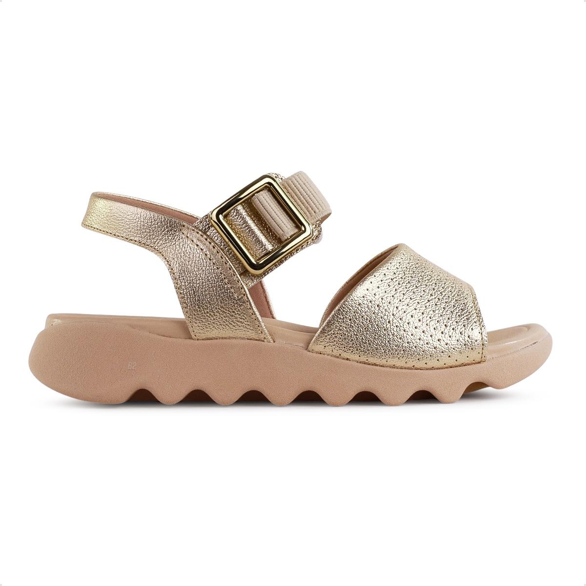 Sandália Usaflex Fivela Feminina Dourado Bege