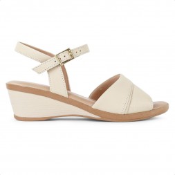 Sandália Usaflex Modern Fivela Feminina Creme / Bege